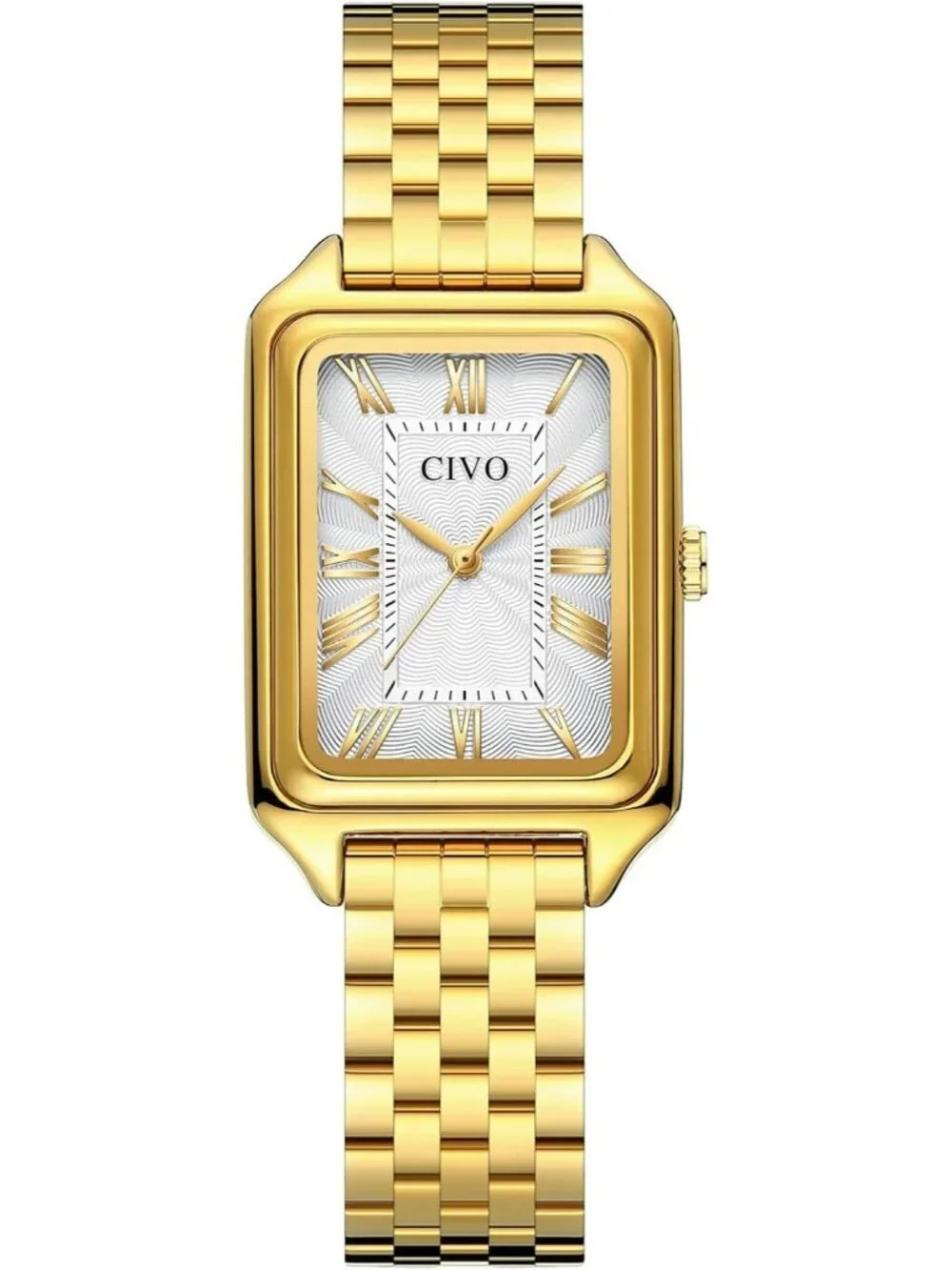 CIVO Women's Gold White Vintage Quartz Stainless Steel Bracelet Roman Dial Watch
